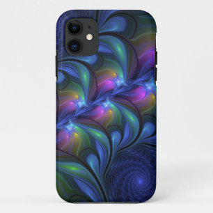 Colourful Luminous Abstract Blue Pink Green Fracta iPhone 11 Case