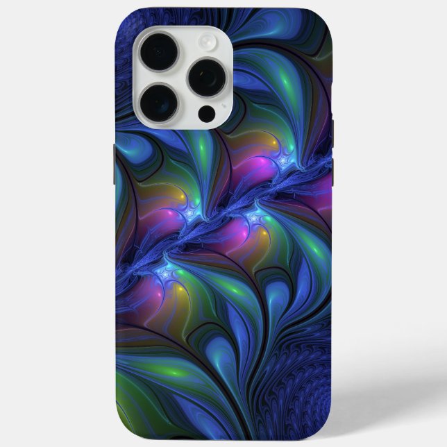 Colourful Luminous Abstract Blue Pink Green Fracta Case-Mate iPhone Case (Back)
