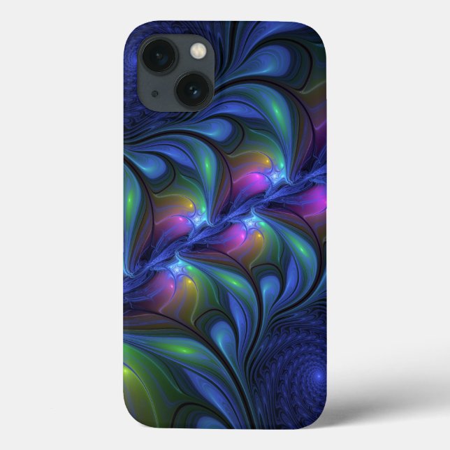Colourful Luminous Abstract Blue Pink Green Fracta Case-Mate iPhone Case (Back)