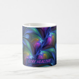 Colourful Luminous Abstract Blue Pink Green Fracta Coffee Mug