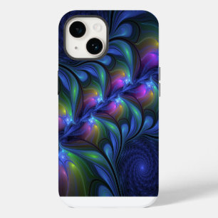 Colourful Luminous Abstract Blue Pink Green Fracta iPhone 14 Case