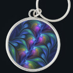 Colourful Luminous Abstract Blue Pink Green Fracta Key Ring<br><div class="desc">Fractal Art,  modern,  abstract and luminous.
Design for your keychain and more.</div>