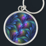 Colourful Luminous Abstract Blue Pink Green Fracta Key Ring<br><div class="desc">Fractal Art,  modern,  abstract and luminous.
Design for your keychain and more.</div>