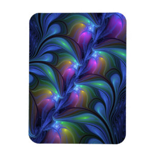 Colourful Luminous Abstract Blue Pink Green Fracta Magnet