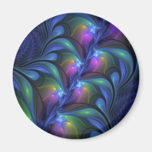 Colourful Luminous Abstract Blue Pink Green Fracta Magnet