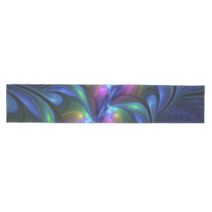 Colourful Luminous Abstract Blue Pink Green Fracta Medium Table Runner