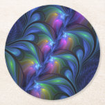 Colourful Luminous Abstract Blue Pink Green Fracta Round Paper Coaster<br><div class="desc">Unique fractal art,  modern,  abstract and luminous.
Design for your pulpboard coasters and more.</div>