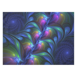 Colourful Luminous Abstract Blue Pink Green Fracta Tablecloth