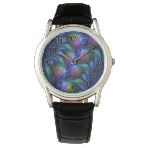 Colourful Luminous Abstract Blue Pink Green Fracta Watch