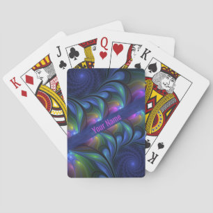 Colourful Luminous Abstract Blue Pink Green Name Playing Cards