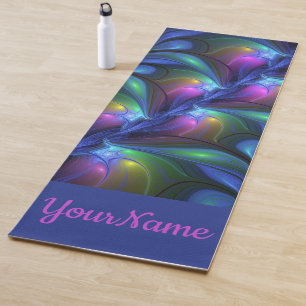 Colourful Luminous Abstract Blue Pink Green Name Yoga Mat