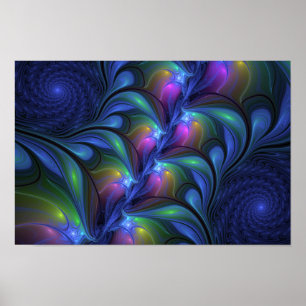 Colourful Luminous Abstract Blue Pink Green Poster