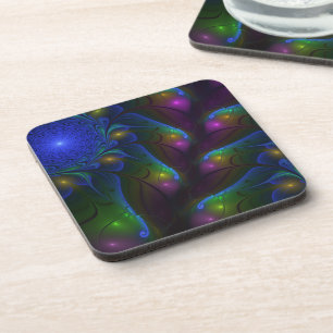 Colourful Luminous Abstract Modern Fractal Art Coaster