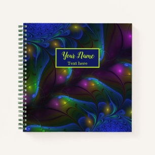 Colourful Luminous Abstract Modern Fractal Art Nam Notebook