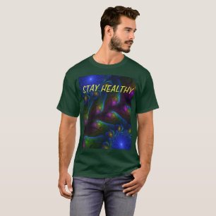 Colourful Luminous Abstract Modern Fractal Text T-Shirt