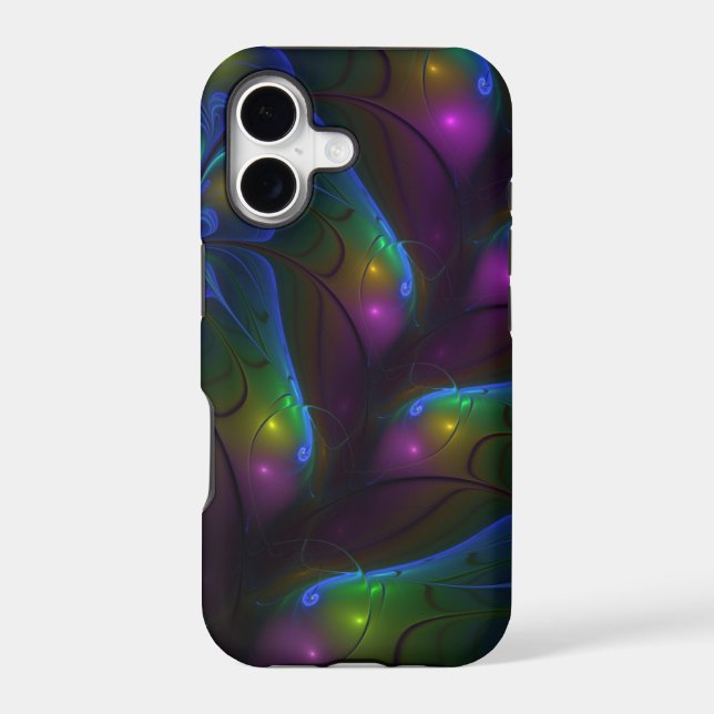 Colourful Luminous Abstract Modern Trippy Fractal (Back)