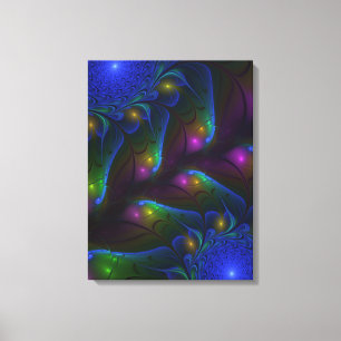 Colourful Luminous Abstract Modern Trippy Fractal Canvas Print