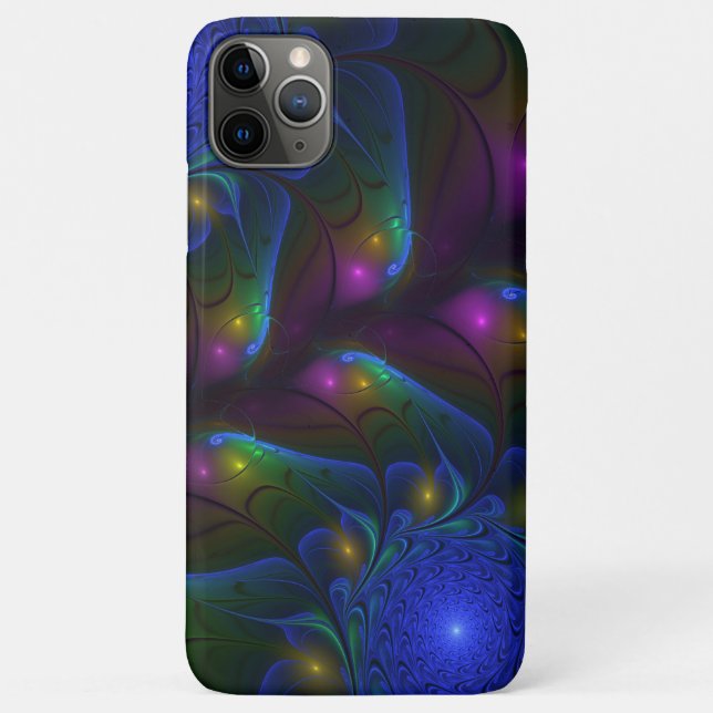 Colourful Luminous Abstract Modern Trippy Fractal Case-Mate iPhone Case (Back)