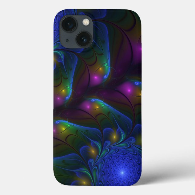 Colourful Luminous Abstract Modern Trippy Fractal Case-Mate iPhone Case (Back)
