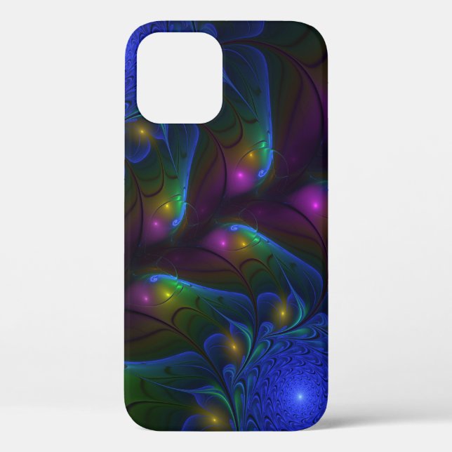 Colourful Luminous Abstract Modern Trippy Fractal Case-Mate iPhone Case (Back)