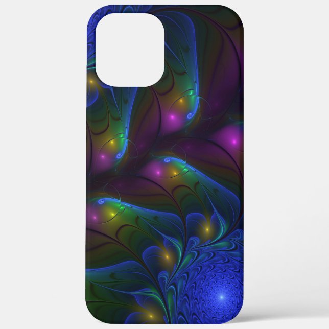 Colourful Luminous Abstract Modern Trippy Fractal Case-Mate iPhone Case (Back)