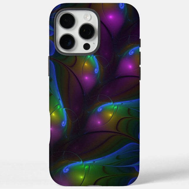 Colourful Luminous Abstract Modern Trippy Fractal Case-Mate iPhone Case (Back)
