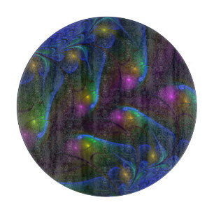 Colourful Luminous Abstract Modern Trippy Fractal Cutting Board