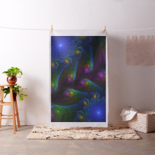 Colourful Luminous Abstract Modern Trippy Fractal Fabric