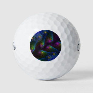 Colourful Luminous Abstract Modern Trippy Fractal Golf Balls