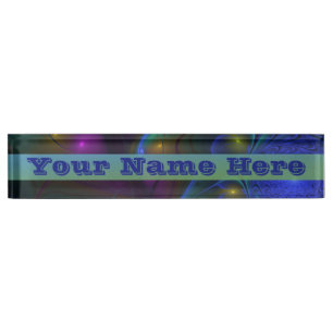 Colourful Luminous Abstract Modern Trippy Fractal Nameplate