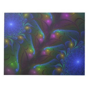 Colourful Luminous Abstract Modern Trippy Fractal Notepad