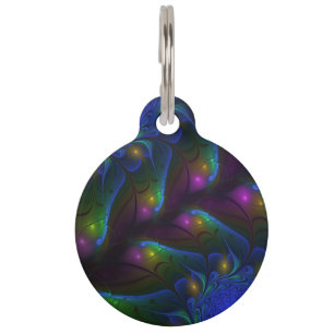Colourful Luminous Abstract Modern Trippy Fractal Pet Tag