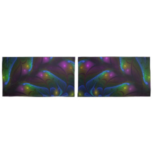 Colourful Luminous Abstract Modern Trippy Fractal Pillowcase