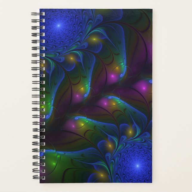 Colourful Luminous Abstract Modern Trippy Fractal Planner (Front)