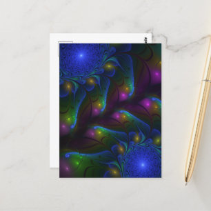 Colourful Luminous Abstract Modern Trippy Fractal Postcard