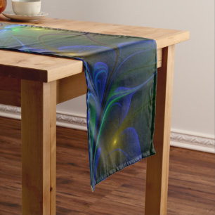 Colourful Luminous Abstract Modern Trippy Fractal Short Table Runner