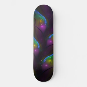 Colourful Luminous Abstract Modern Trippy Fractal Skateboard