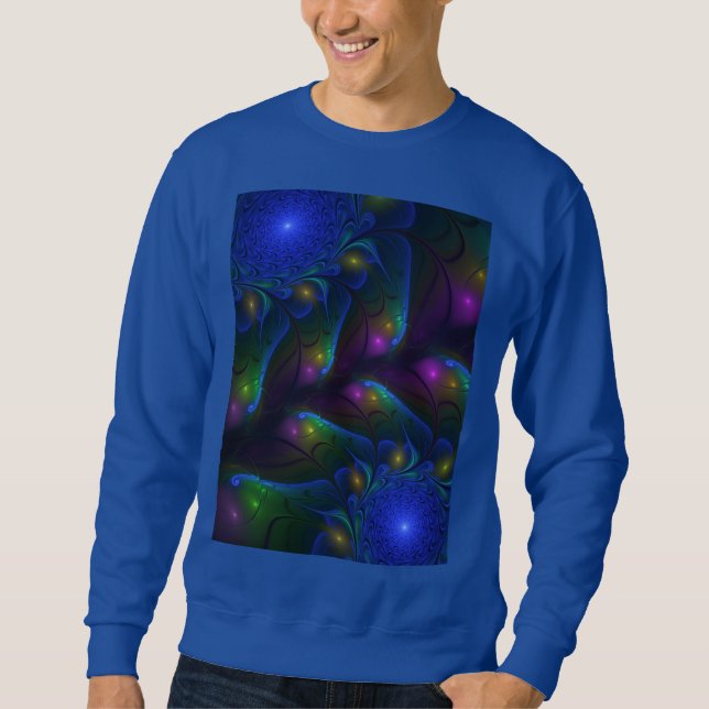Colourful Luminous Abstract Modern Trippy Fractal Sweatshirt (Front)