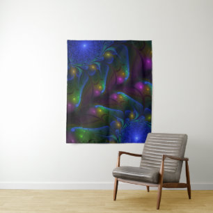 Colourful Luminous Abstract Modern Trippy Fractal Tapestry
