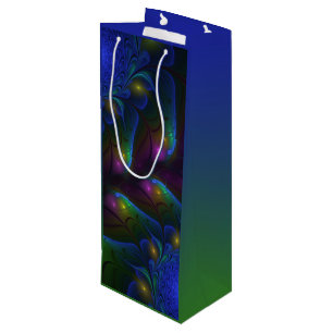 Colourful Luminous Abstract Modern Trippy Fractal Wine Gift Bag