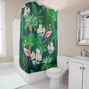 Colourful lush jungle pattern shower curtain
