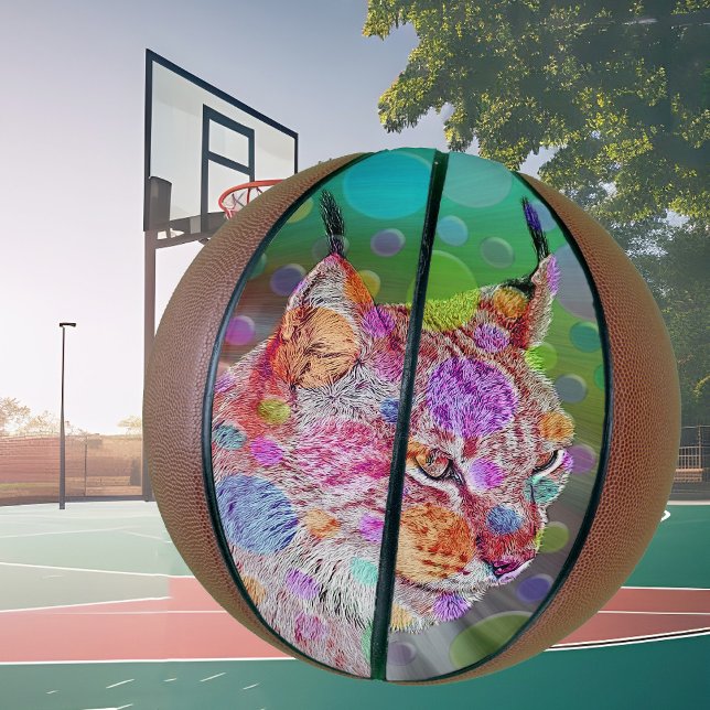 Colourful Lynx portrait, abstract art Basketball (Creator Uploaded)
