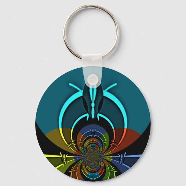 Colourful Maasai Shield Design Key Ring (Front)