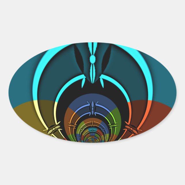 Colourful Maasai Shield Design Oval Sticker (Front)