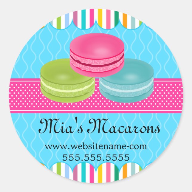 Colourful Macaron Bakery Box Seals (Front)