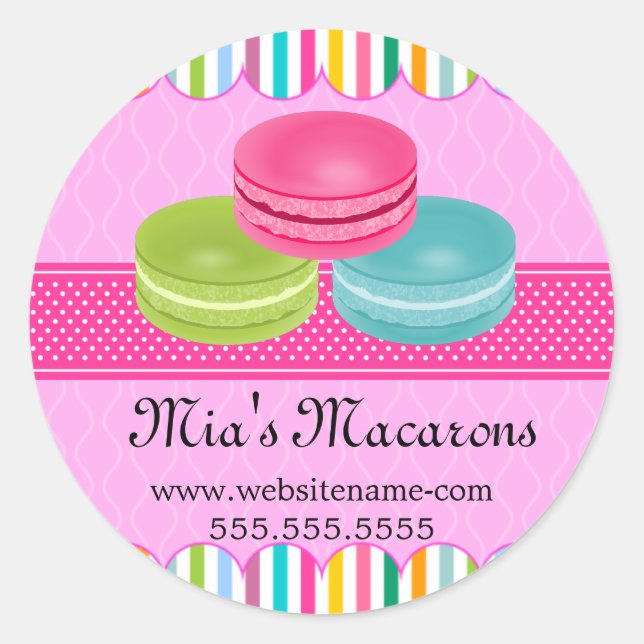Colourful Macaron Bakery Box Seals (Front)