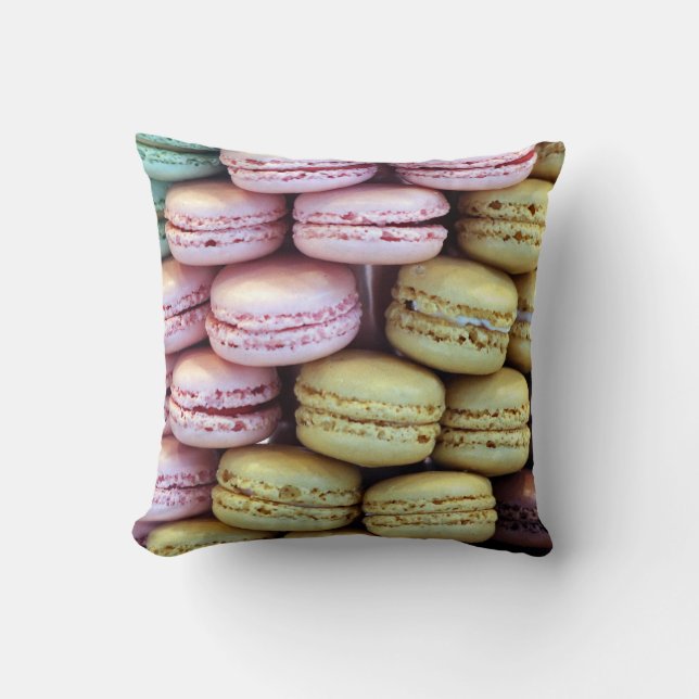 Colourful macaron macaroons sweet pillow cushion (Front)