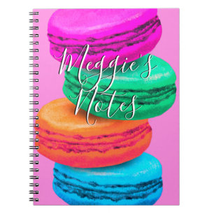 Colourful macaron  sweets illustration custom name notebook