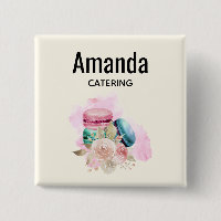Colourful Macarons and Flowers Watercolor Name Tag