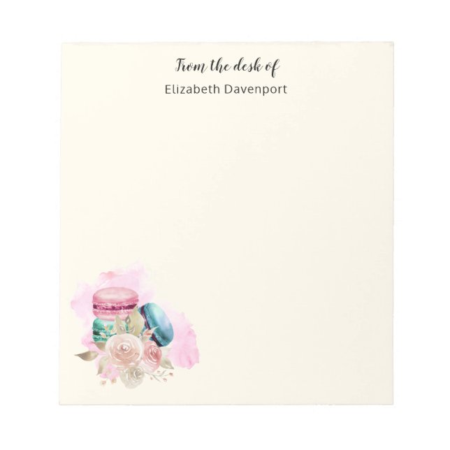 Colourful Macarons and Flowers Watercolor Notepad (Front)